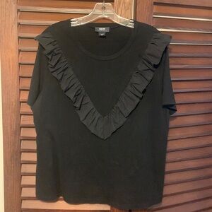 Anthropologie Maeve Ruffle Tshirt, Black, XL